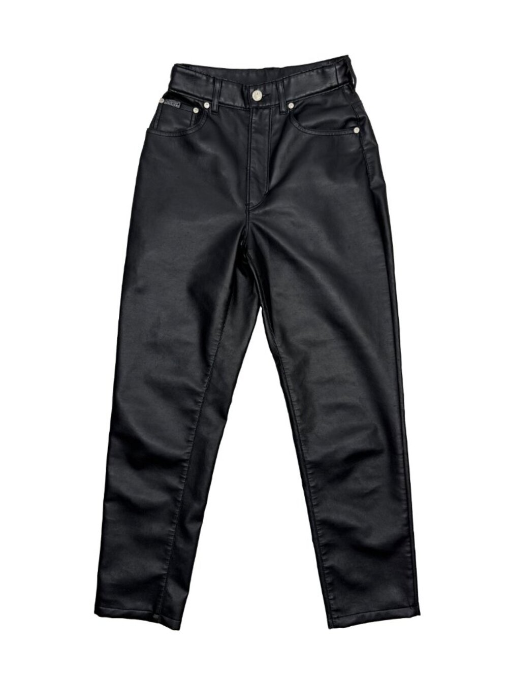 FENDISSIME‎ Vintage Faux Leather High Waist Black Pants Size 28 24W